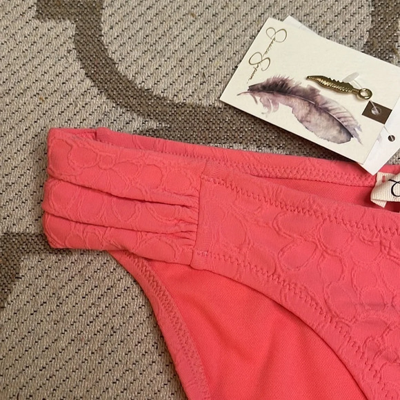 Jessica Simpson side shirred floral design melon color hipster bikini bottoms - Picture 4 of 15